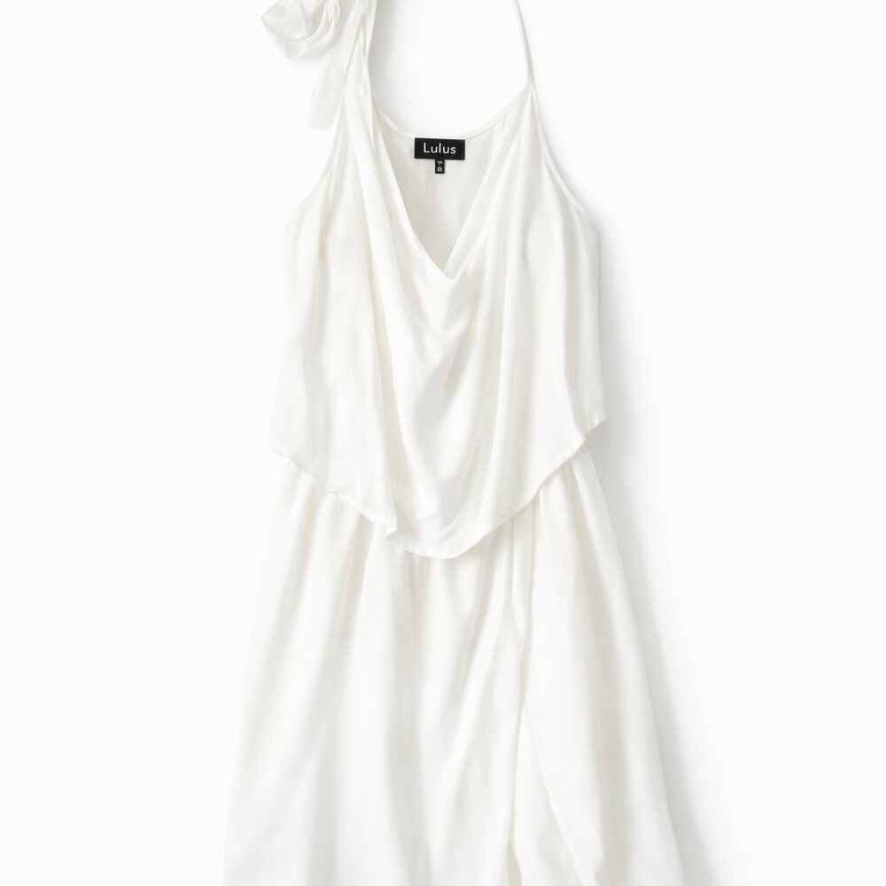 Lulus White One Shoulder Romper Size L